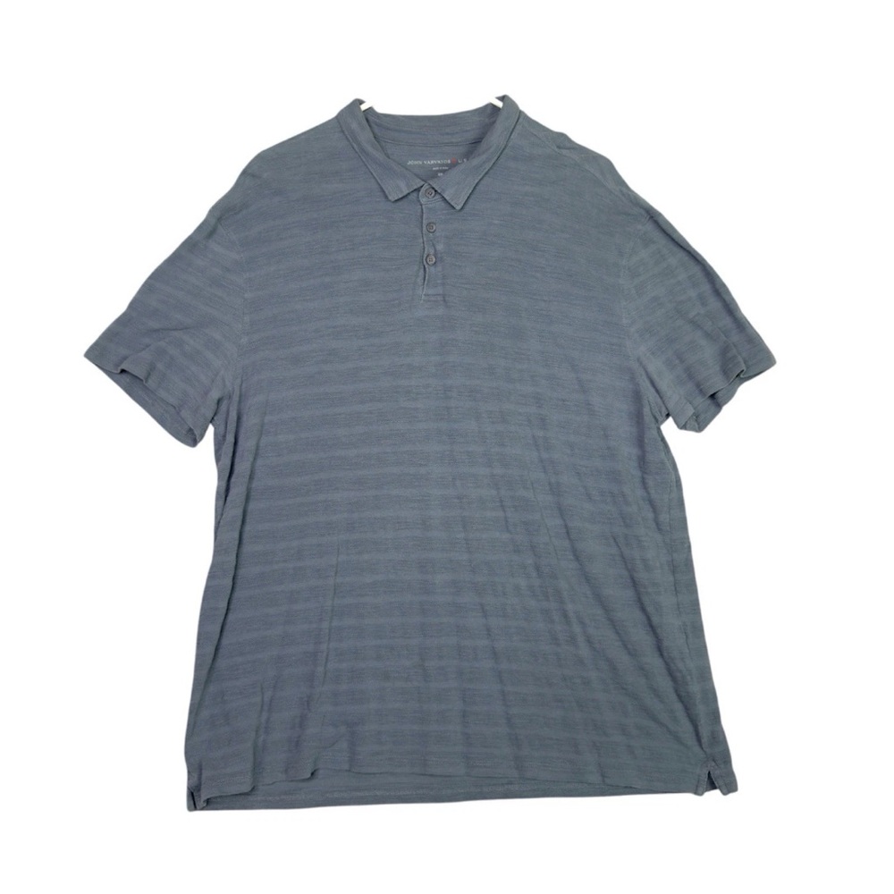 John Varvatos USA Mens Cotton Polo Shirt Blue Preppy Short Sleeve Top Mens 2XL